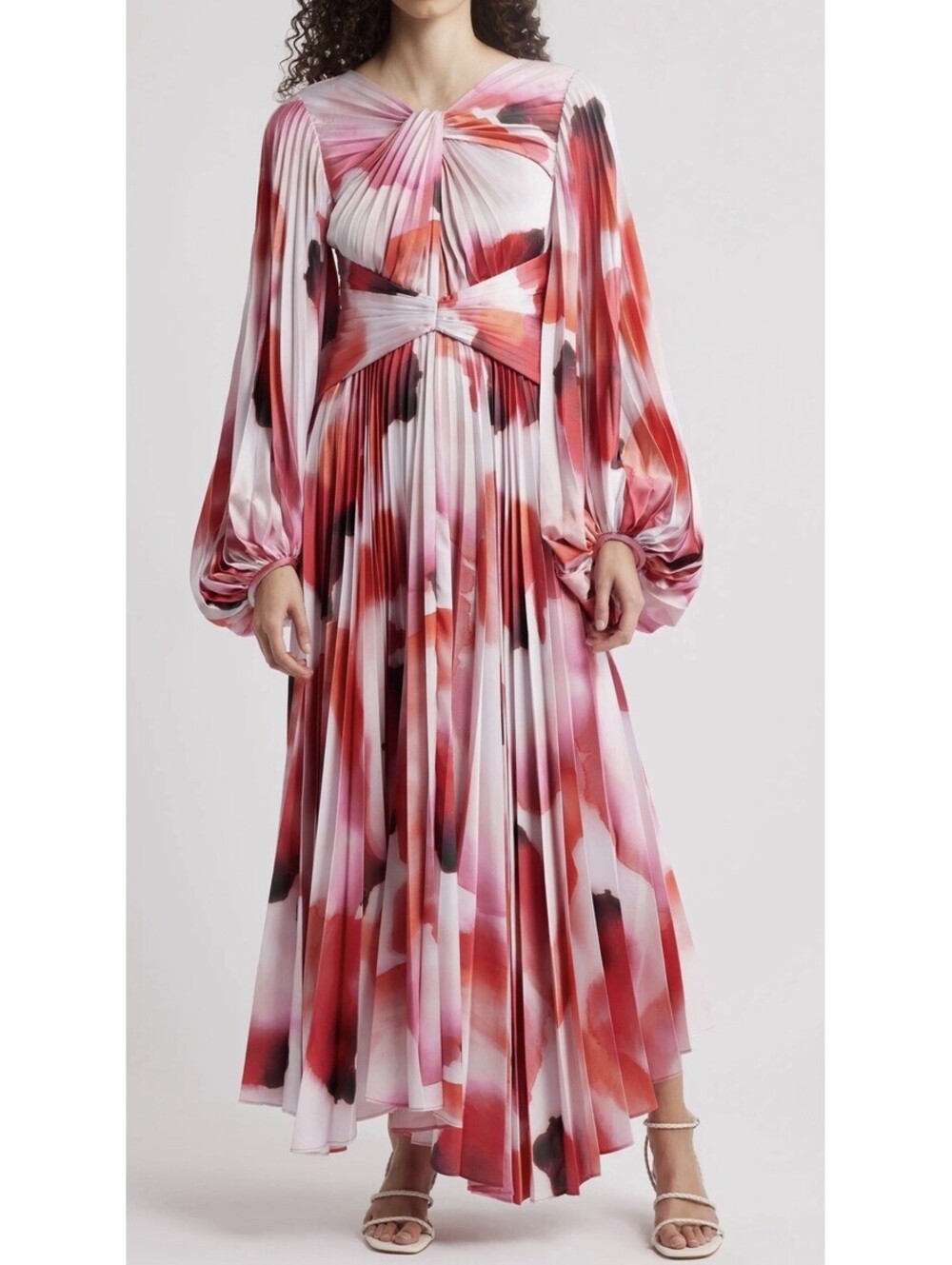 New Acler Dailley Pleated Long Sleeve Maxi Cocktail Dress In Pink US 12 $398